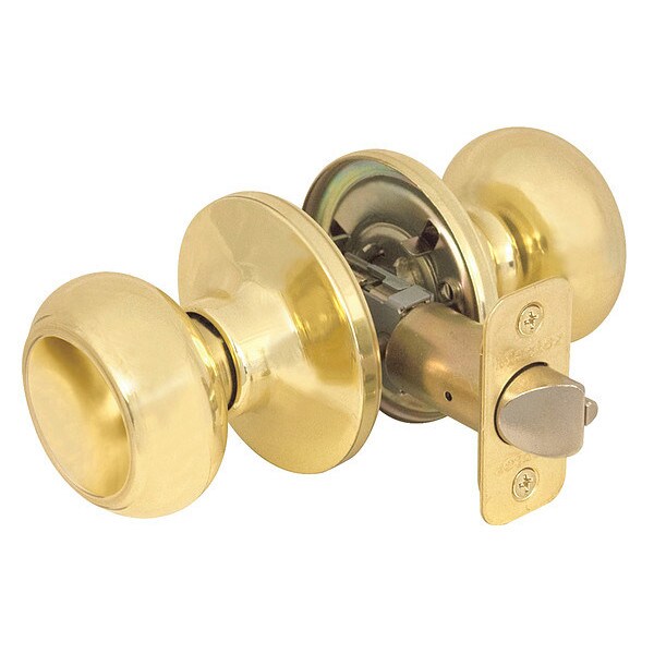 Knob Lockset, Rusk Style, Polished Brass