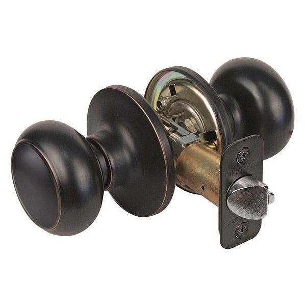 Knob Lockset, Rusk Style, Aged Bronze