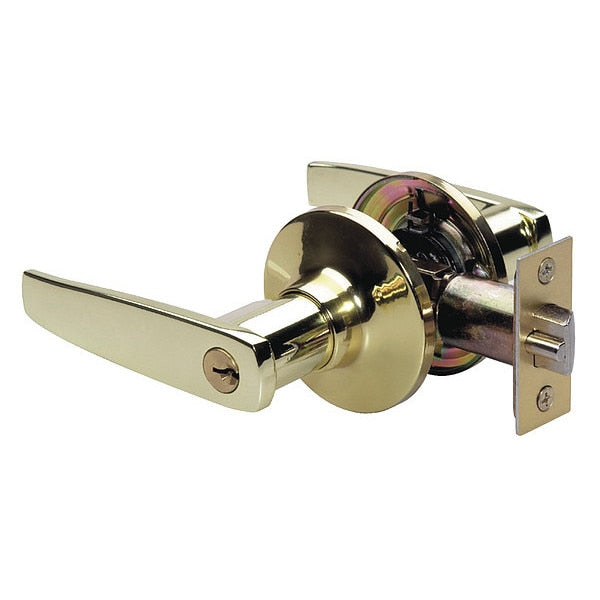 Lever Lockset, Satin Brass, Straight Style