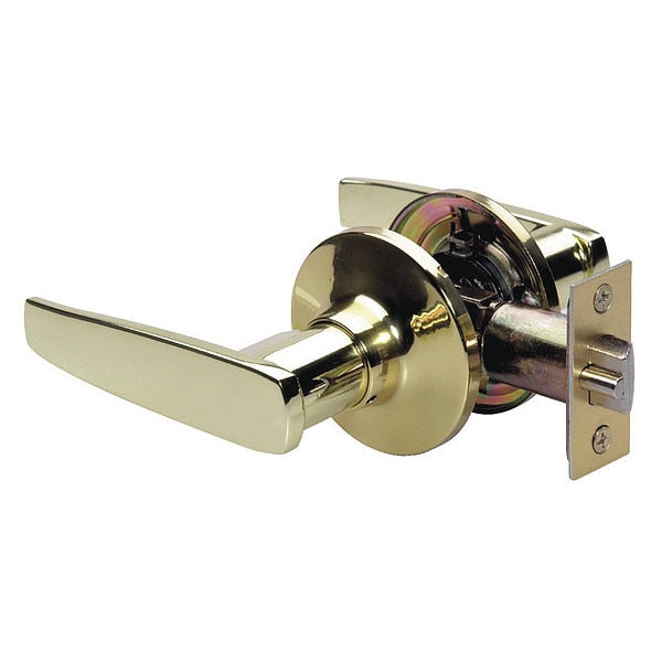 Lever Lockset, Polished Brss, Strght Style