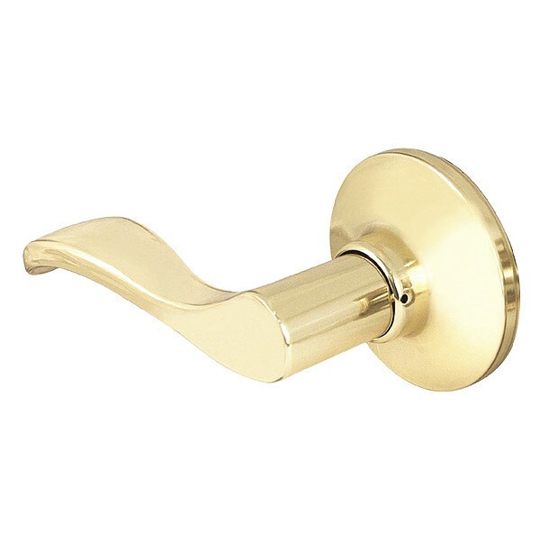Lever Lockset, Polished Brass, Wave Style