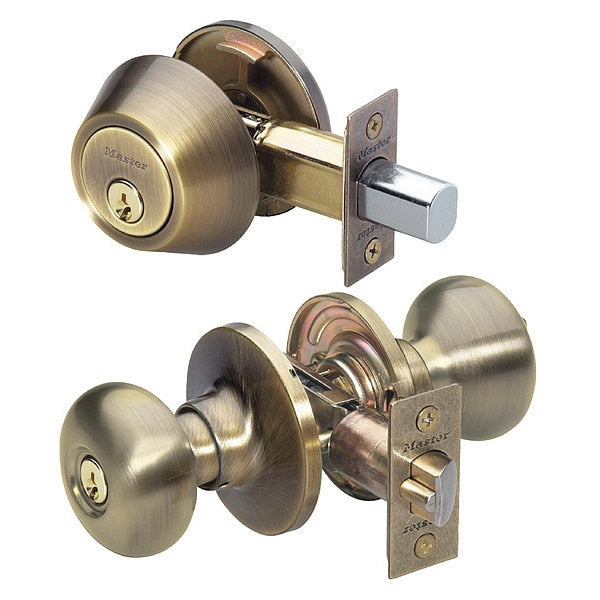 Knob Lockset, Biscuit Style, Antique Brass