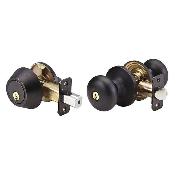 Knob Lockset, Biscuit Style, Aged Bronze