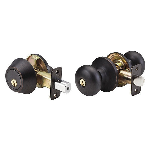 Knob Lockset, Biscuit Style, Aged Bronze