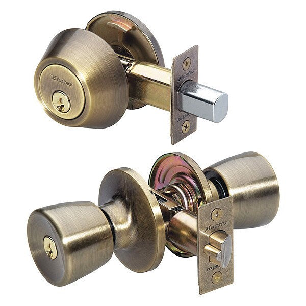 Knob Lockset, Tulip Style, Antique Brass
