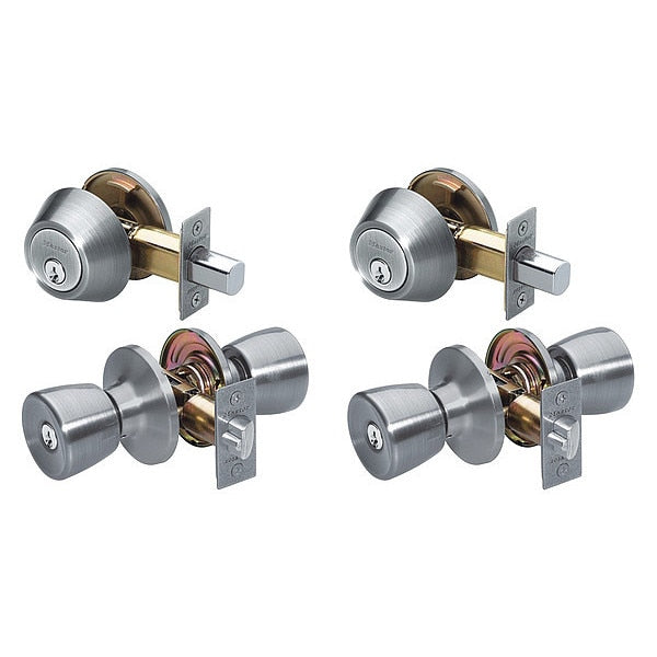 Knob Lockset, Tulip Style, Satin Nickel