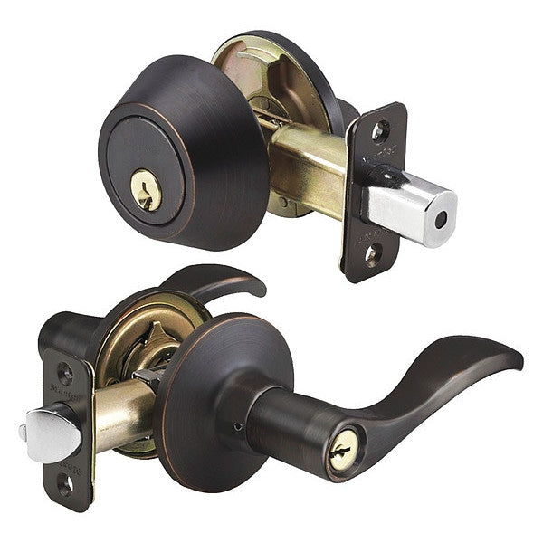 Lever Lockset, Aged Bronze, Wave Style