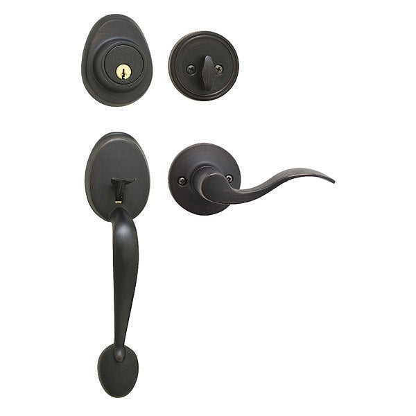 Lever Lockset, Aged Bronze, Wave Style