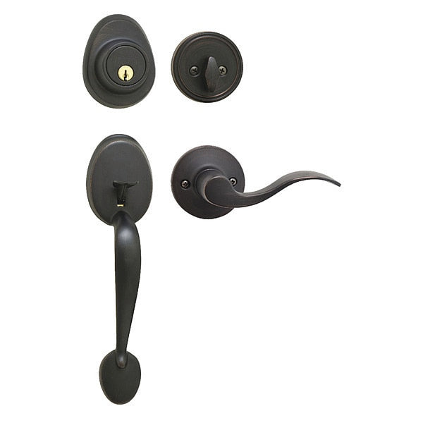 Lever Lockset, Aged Bronze, Wave Style