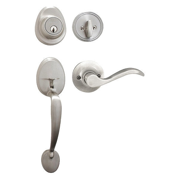 Lever Lockset, Satin Nickel, Wave Style