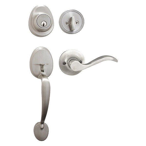 Lever Lockset, Satin Nickel, Wave Style