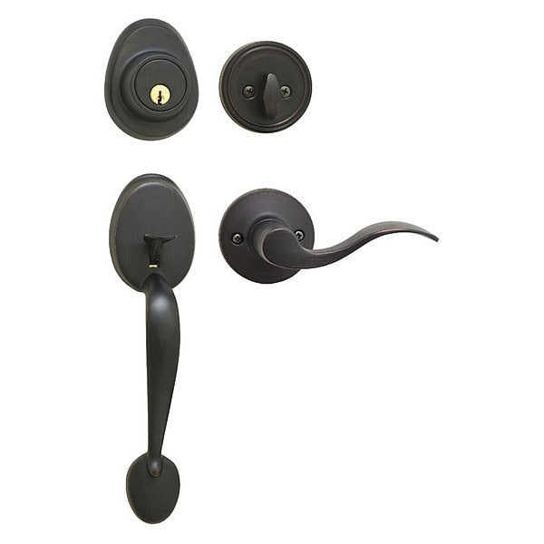 Lever Lockset, Aged Bronze, Wave Style