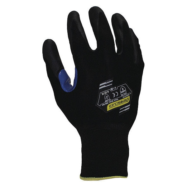 Foam Nitrile Coated Gloves, Palm Coverage, Black, S, PR