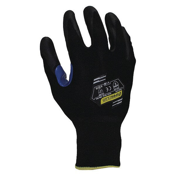 Foam Nitrile Coated Gloves, Palm Coverage, Black, M, PR
