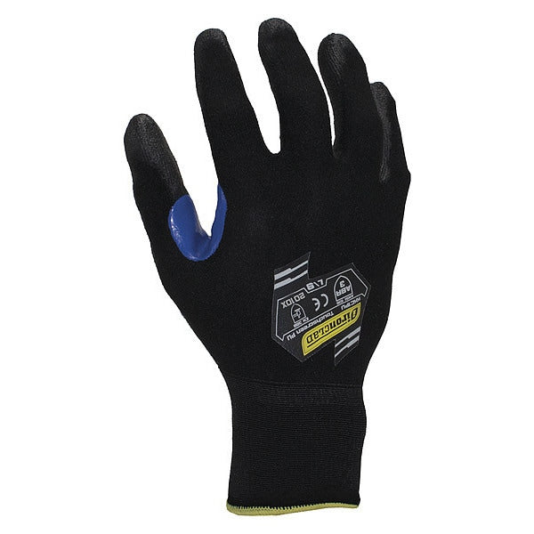Polyurethane Coated Gloves, Palm Coverage, Black, XS, PR