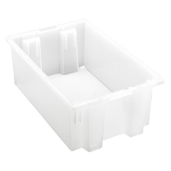 Stack & Nest Container, Clear, Polypropylene, 18 in L, 11 in W, 6 in H, 0.5 cu ft Volume Capacity
