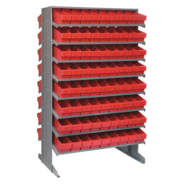 Steel Pick Rack, 36 in W x 64 in H x 36 in D, 8 Shelves, Red