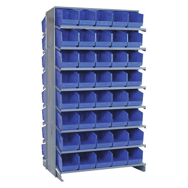 Steel Pick Rack, 36 in W x 64 in H x 36 in D, 8 Shelves, Blue