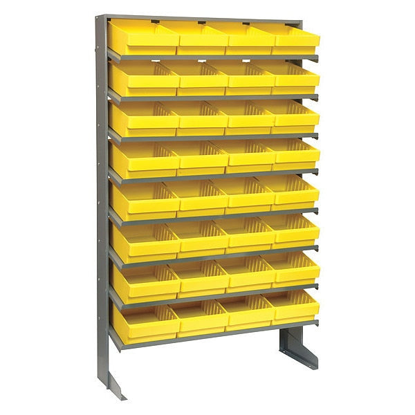 Steel Pick Rack, 36 in W x 60 in H x 12 in D, 8 Shelves, Yellow