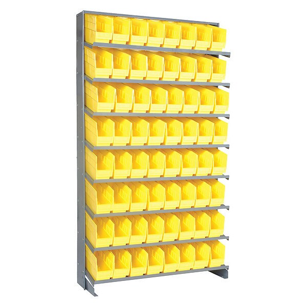 Steel Pick Rack, 36 in W x 64 in H x 12 in D, 8 Shelves, Yellow