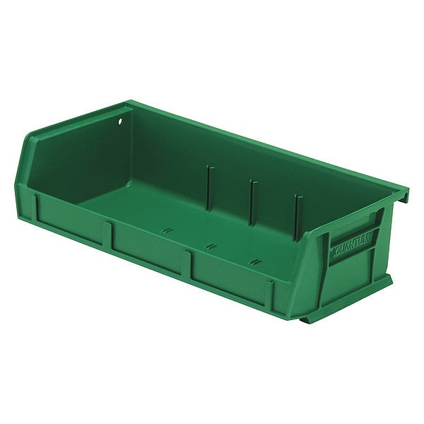 Hang & Stack Storage Bin, Green, polypropylene, 5 3/8 in L x 11 in W x 3 in H, 60 lb Load Capacity