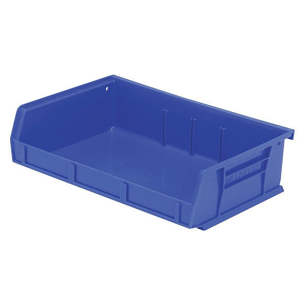 Hang & Stack Storage Bin, Blue, polypropylene, 7 3/8 in L x 11 in W x 3 in H, 65 lb Load Capacity