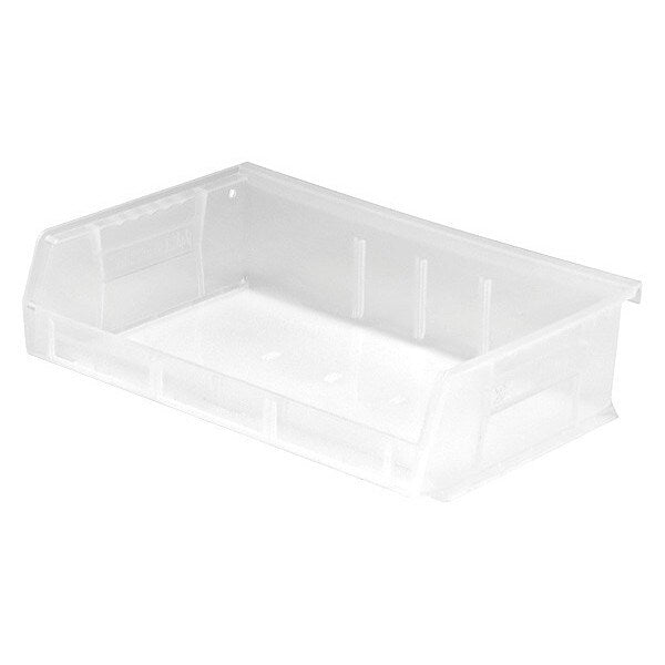 Hang & Stack Storage Bin, Clear, polypropylene, 7 3/8 in L x 11 in W x 3 in H, 65 lb Load Capacity
