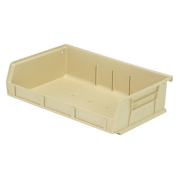 Hang & Stack Storage Bin, Ivory, polypropylene, 7 3/8 in L x 11 in W x 3 in H, 65 lb Load Capacity