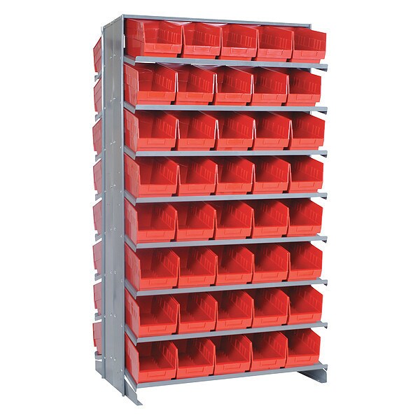 Steel Pick Rack, 36 in W x 60 in H x 24 in D, 16 Shelves, Red