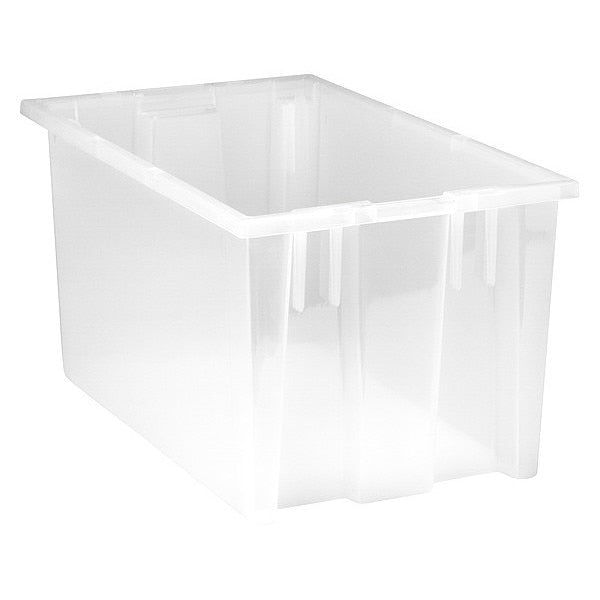 Stack & Nest Container, Clear, Polypropylene, 18 in L, 11 in W, 9 in H, 0.7 cu ft Volume Capacity
