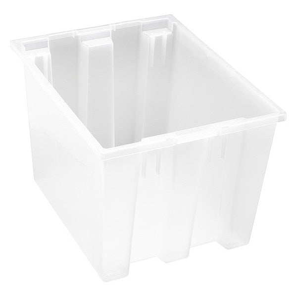 Stack & Nest Container, Clear, Polypropylene, 19 1/2 in L, 15 1/2 in W, 13 in H