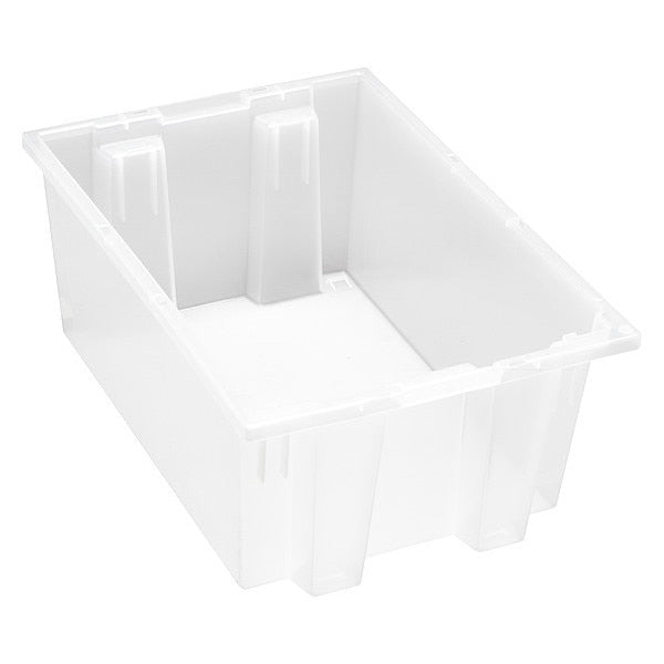 Stack & Nest Container, Clear, Polypropylene, 19 1/2 in L, 13 1/2 in W, 8 in H