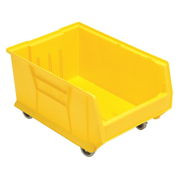 Mobile Hopper Bin, Yellow, polypropylene, 23 7/8 in L x 16 1/2 in W x 11 in H, 250 lb Load Capacity