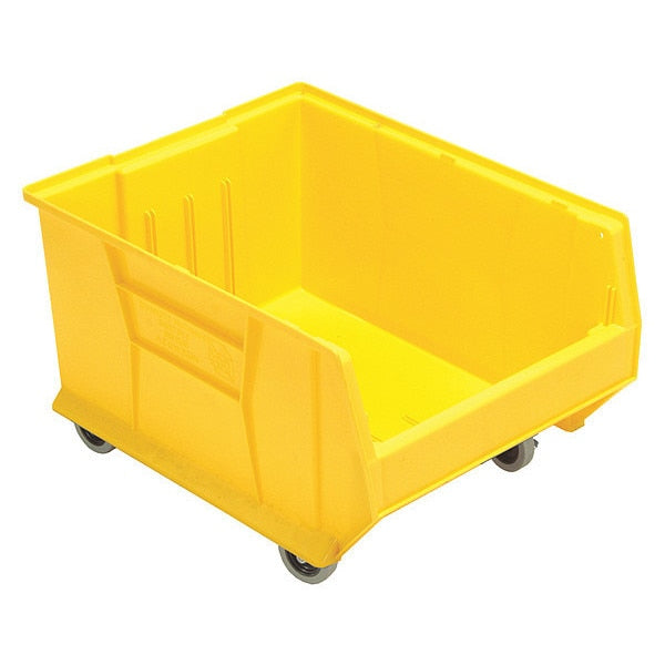 Mobile Hopper Bin, Yellow, Polypropylene, 23 7/8 in L x 18 1/4 in W x 12 in H, 250 lb Load Capacity