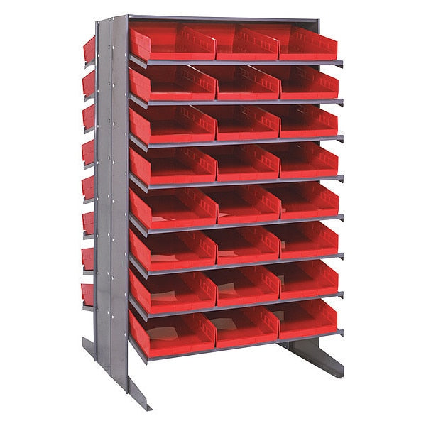 Steel Pick Rack, 36 in W x 60 in H x 36 in D, 16 Shelves, Red