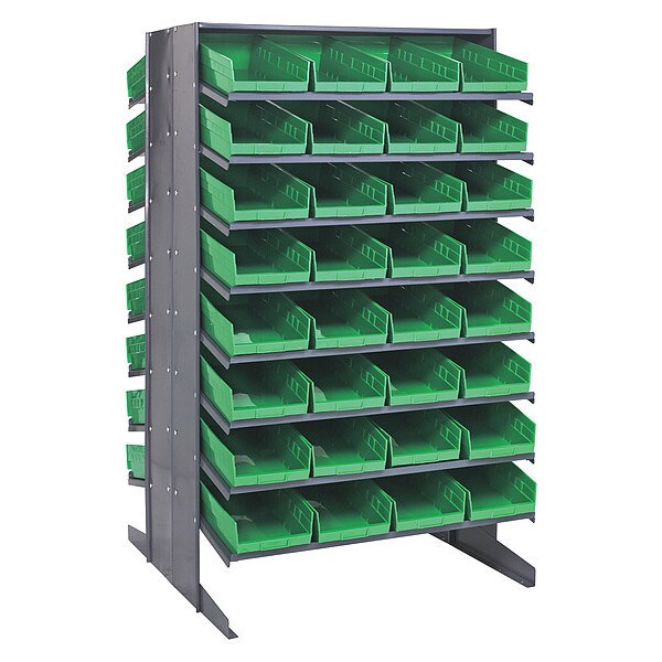 Steel Pick Rack, 36 in W x 60 in H x 36 in D, 16 Shelves, Green