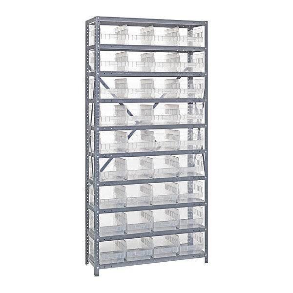 Steel Pick Rack, 36 in W x 75 in H x 18 in D, 10 Shelves, Clear
