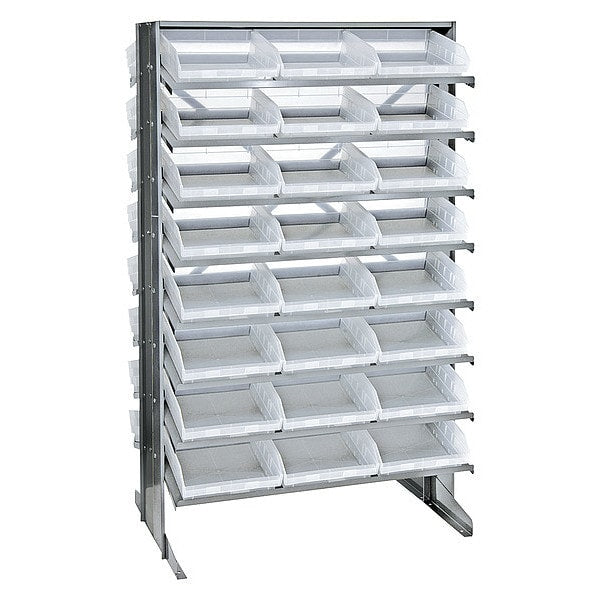 Steel Pick Rack, 36 in W x 60 in H x 24 in D, 16 Shelves, Clear