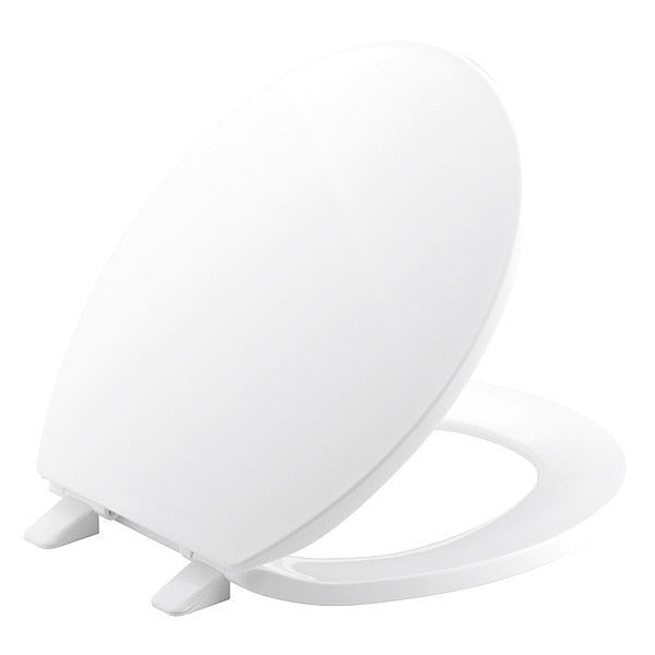 Toilet Seat, With Cover, Plastic, Round, White