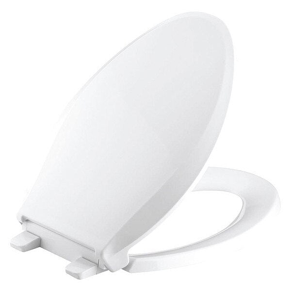 Toilet Seat, With Cover, Plastic, Elongated, White