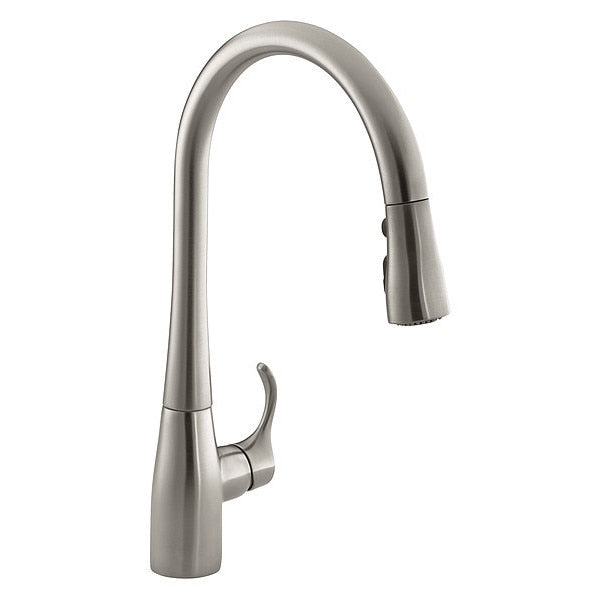 Manual, Single Hole Mount, 1, 3 Hole Gooseneck Pull Out Kitchen Faucet