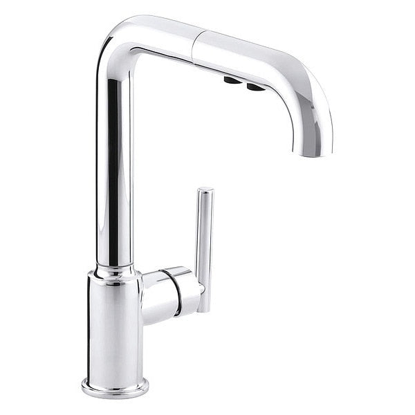 Manual, Single Hole Only Mount, 1 Hole Mid Arc Pull Out Kitchen Sink Faucet