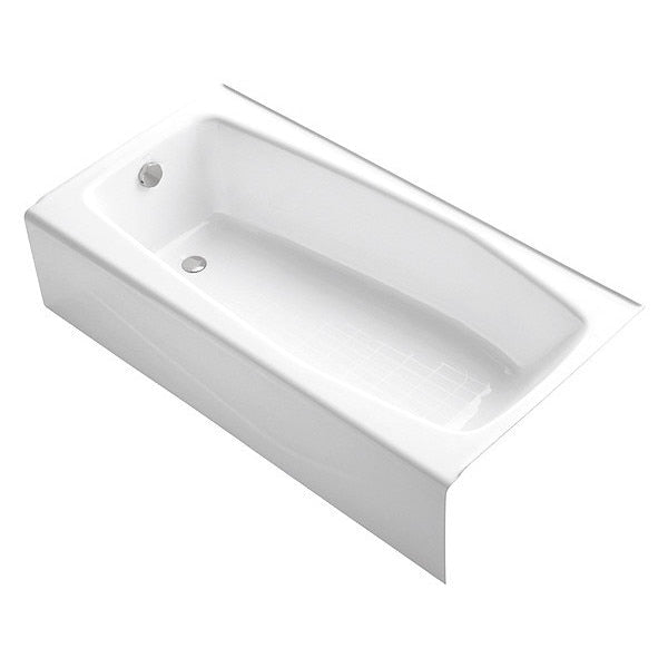 Cast Iron Bath with Integral Apron, 60 in L, 30 1/4 in W, White, Cast iron