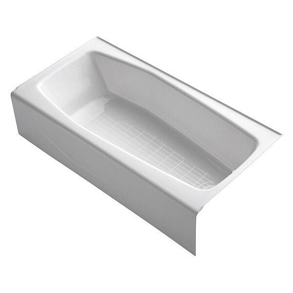 Cast Iron Bath with Integral Apron, 60 in L, 30 1/4 in W, White, Cast iron