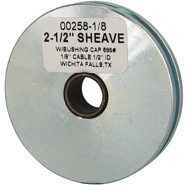 Sheave, Wire Rope, 1/8 in Max Cable Size, 685 lb Max Load, Zinc Plated