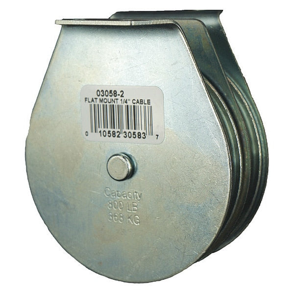Pulley Block, Wire Rope, 1/4 in Max Cable Size, 800 lb Max Load, Zinc Plated