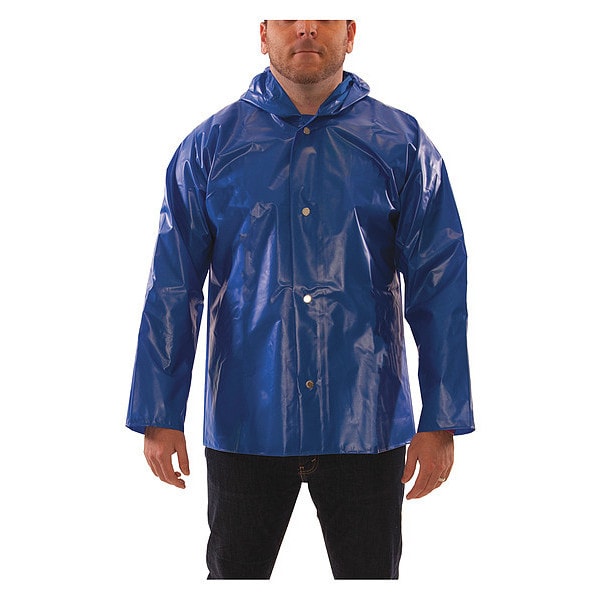 Rain Jacket, 4XL, Blue, Polyurethane, Mens