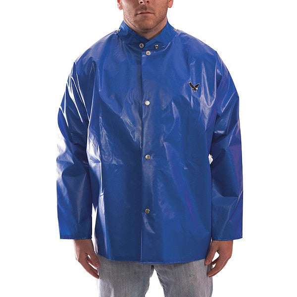 Rain Jacket, 3XL, Blue, Polyurethane, Mens