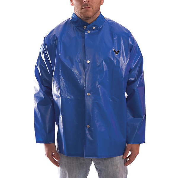 Rain Jacket, 2XL, Blue, Polyurethane, Mens