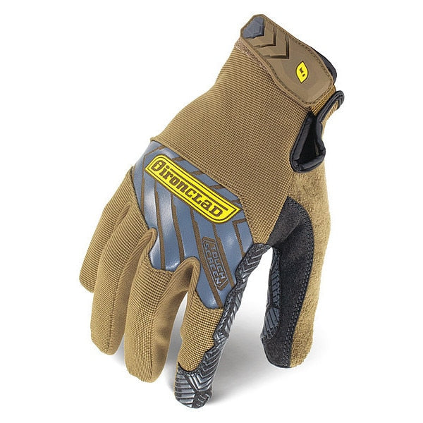 Mechanics Touchscreen Gloves, S, Tan/Silver, Single Layer, Polyester